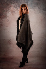 Sal pasmina gri antracit cu blanita artificiala neagra India