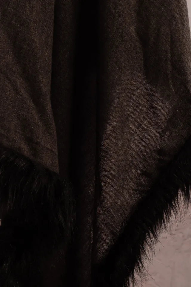 Sal pasmina gri antracit cu blanita artificiala neagra India